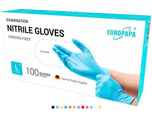 EUROPAPA® 500 guantes desechables de nitrilo, sin polvo