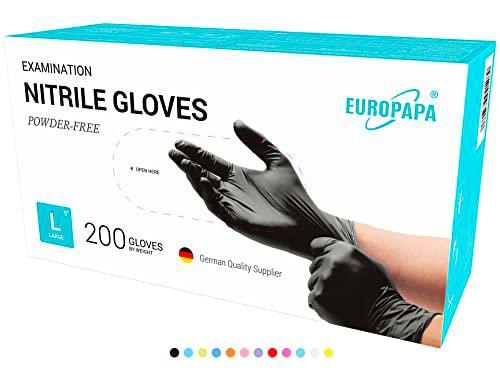 EUROPAPA® 200 guantes de nitrilo desechables que cumplen las normas EN455 EN374