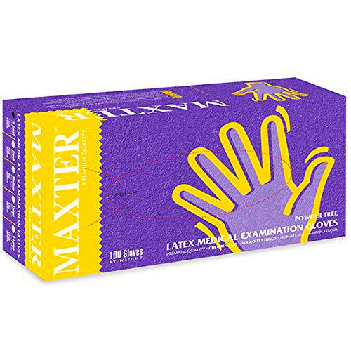 Maxter - Guantes desechables de látex puro, sin polvo