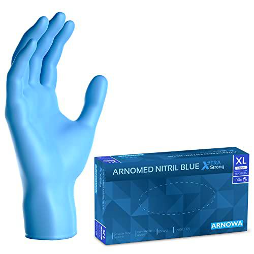 ARNOMED Guantes nitrilo extra fuerte talla XL, guantes de nitrilo 50% más gruesos