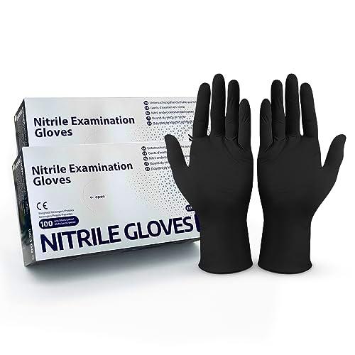 Hygiene100 Guantes desechables negros, guantes de nitrilo M