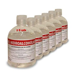 Gel Hidroalcohólico 70% alcohol - 500 ml, 6 Unidades