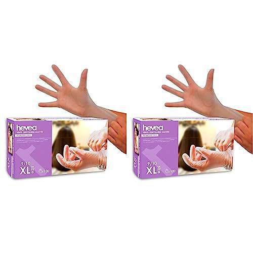 Hevea Guantes desechables de vinilo sin polvo pack 1 x 100 Talla L (Paquete de 2)