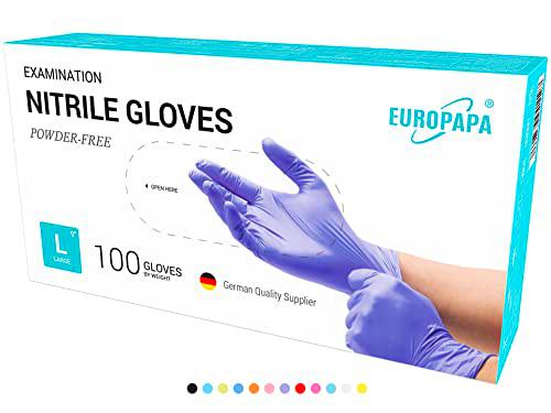 EUROPAPA® 500 guantes desechables de nitrilo, sin polvo