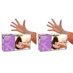 Hevea Guantes desechables de vinilo sin polvo pack 1 x 100 Talla S (Paquete de 2)