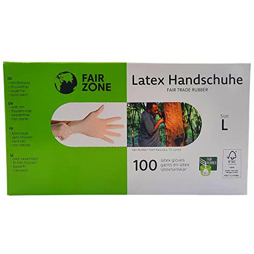 Guantes desechables de látex 100% Natural FSC Fair Squared 100 ud Talla L