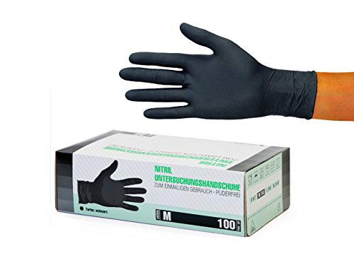 Guantes de nitrile, 100 pcs caja (M, Negro), guantes de examen desechables libres de látex