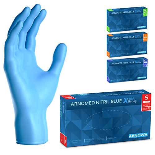 ARNOMED Guantes nitrilo extra fuerte talla S, guantes de nitrilo 50% más gruesos