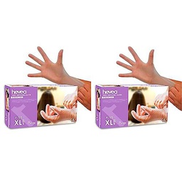 Hevea Guantes desechables de vinilo sin polvo pack 1 x 100 Talla XL (Paquete de 2)