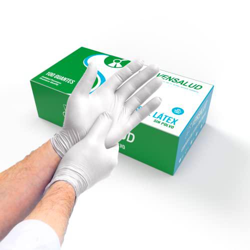 VENSALUD | Guantes de LÁTEX Desechables | Sin Polvo | Resistentes y Cómodos | Para Laboratorios