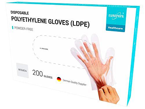 EUROPAPA 200 Unidades De Guantes Desechables De LDPE En Caja