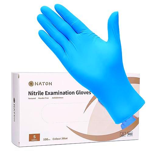 NATON Guantes de nitrilo látex Free S - Guantes desechables de vinilo multiusos