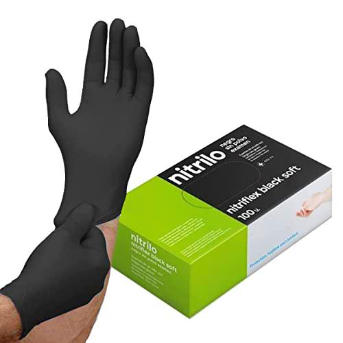 ABD 100 Guantes Nitrilo Desechables Talla XL, Guantes Nitrilo Negro