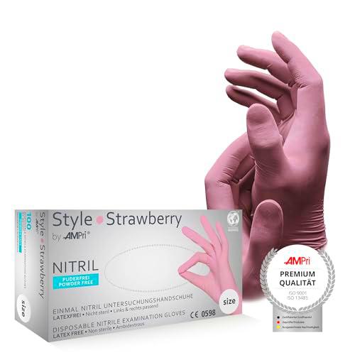 Guantes de nitrilo - Style Strawberry - Talla M 10 Cajas