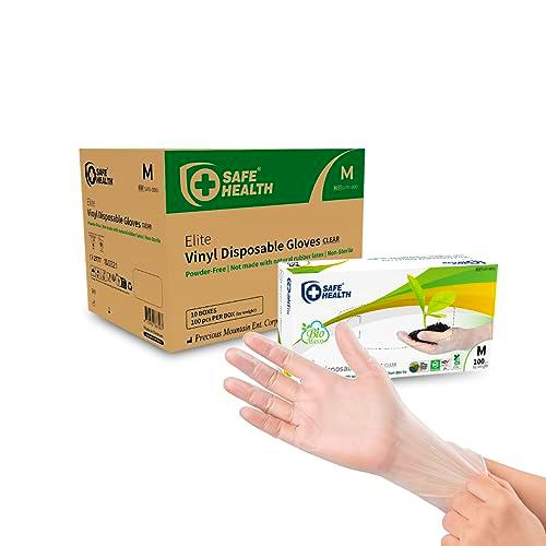 Safe Health Guantes Desechables de Vinilo Ecológicos Biomass Transparente Talla M