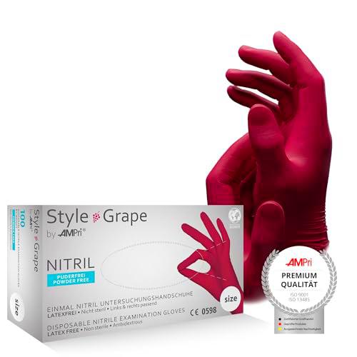 100 Guantes de nitrilo en rojo Style Grape de AMPRI