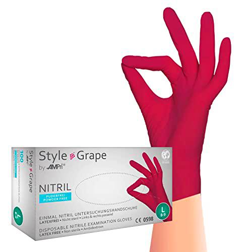 100 Guantes de nitrilo en rojo Style Grape de AMPRI