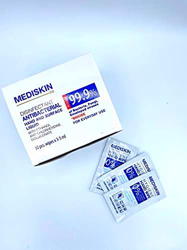 Mediskin Toallitas desinfectante de manos con alcohol etilico Biocida Caja de 50 unds