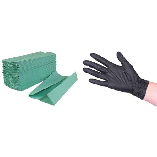 2WORK TOALLAS DE MANO 1PLY GRN PK2955 &amp; Unigloves GP0033 Guante de nitrilo sin polvo de perlas