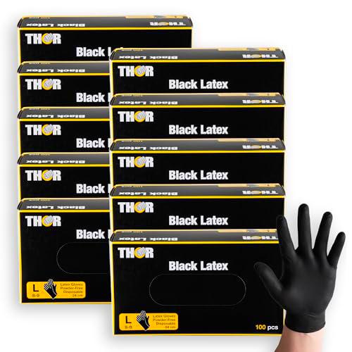 ABENA Guantes de látex negro THOR 10 x 100 unidades (talla L)