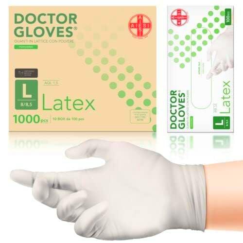 AIESI® Guantes de Látex desechables con polvo para uso médico DOCTOR GLOVES (Paquete de 1000 piezas) talla L