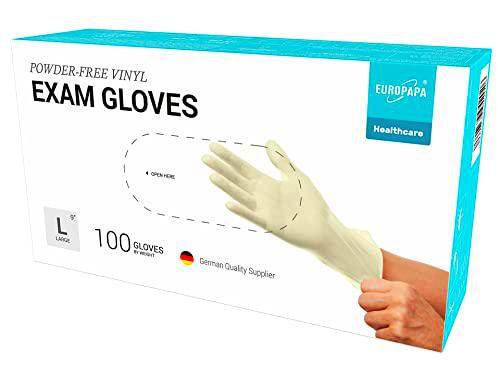 EUROPAPA® 100 Guantes De Vinilo Desechables, Sin LÁTex