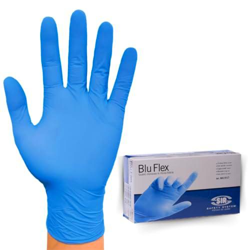 Guantes desechables nitrilo y vinilo azul flexible (paquete de 100 unidades)