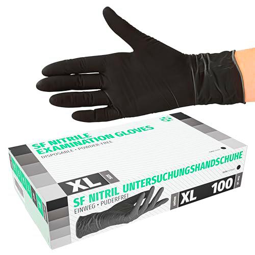 Guantes de nitrilo, 1000 pcs 10 cajas (XL, Negro), guantes de examen desechables