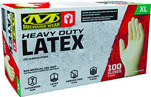 Mechanix Wear D04-00-011-100 Disposable Latex Gloves, White, XL