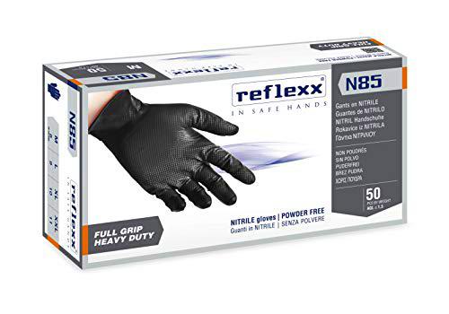 Reflexx GUANTES DE NITRILO COMPLETO GRIP SIN POLVO ADAPTADOS PARA USOS PESADOS