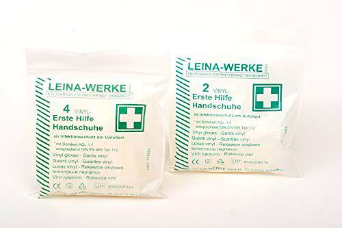 LEINA-WERKE - Guantes de vinilo (100 unidades, DIN EN 455), S, 1