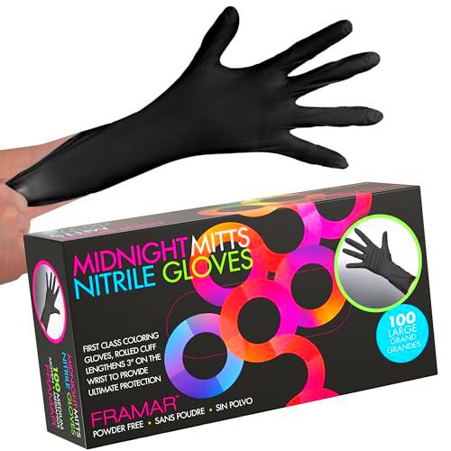 FRAMAR Guantes de nitrilo negros grandes - Guantes desechables negros grandes