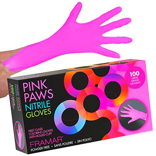 FRAMAR Guantes Nitrilo Rosa Grandes - Guantes Desechables Grandes