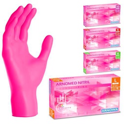 ARNOMED Guantes nitrilo talla L, rosa, guantes de nitrilo