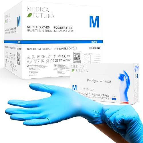 MEDICAL FUTURA - 1000 guantes de nitrilo M azul desechables