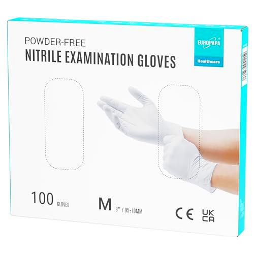 EUROPAPA® 100 Guantes De Nitrilo En Caja Blanca, Desechables