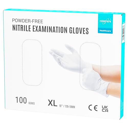 EUROPAPA® 100 Guantes De Nitrilo En Caja Blanca, Desechables