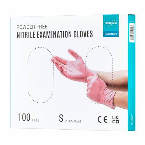 EUROPAPA® 100 Guantes De Nitrilo Pink Box Desechables Guantes Desechables Guantes De Examen Guantes De Nitrilo Guantes Sin Polvo