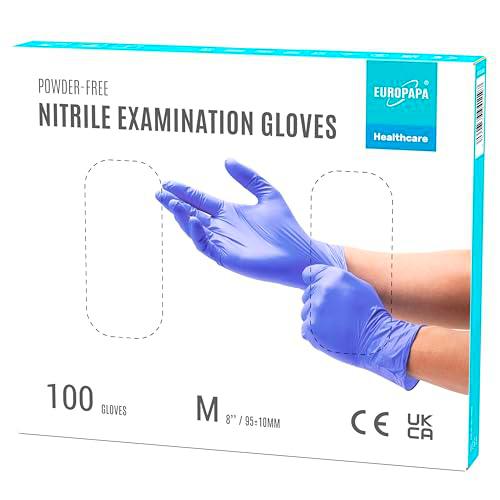 EUROPAPA® 100x Guantes De Nitrilo Morados En Caja, Guantes Desechables