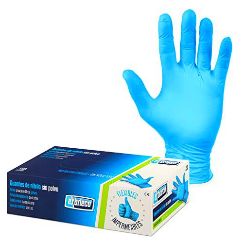 EXBRIECO, Guantes Desechables de Nitrilo, 100, 200