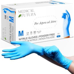 MEDICAL FUTURA - 100 guantes de nitrilo M azul desechables