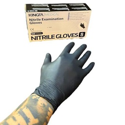 SMALLDETAILS KINGFA 100 Unidades Unidades Guantes Tattoo 4g Nitrilo Negro Sin Polvo Desechables Especiales Para Tatuajes y Micropigmentación Con Extra De Grosor (M)