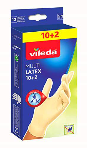 Vileda Guantes desechables de látex múltiple, pequeños/medianos