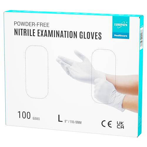 EUROPAPA® 100 Guantes De Nitrilo En Caja Blanca, Desechables