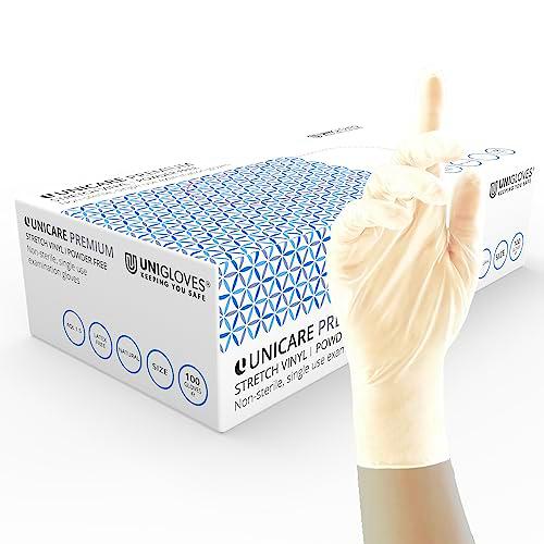 UNIGLOVES Unicare GU0075-A - Guantes desechables de vinilo elástico