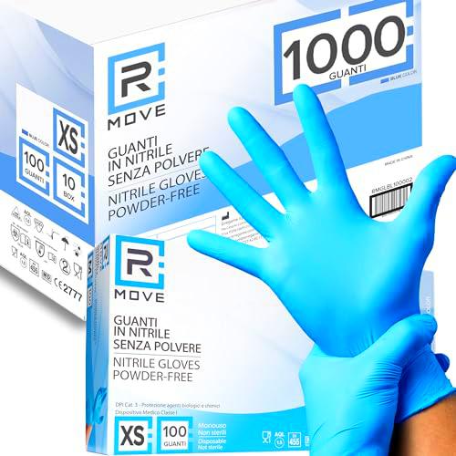 RMOVE 1000 guantes de nitrilo azul XS sin polvo, sin látex