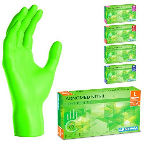 ARNOMED Guantes nitrilo talla L, verdes, guantes de nitrilo