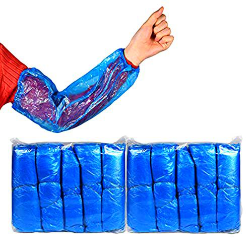 Funmo Desechables Mangas de Brazo, 200 piezas Mangas para los brazos de plástico,Desechables Mangas de Plástico Impermeable de Mangas de Limpieza para protección de braz