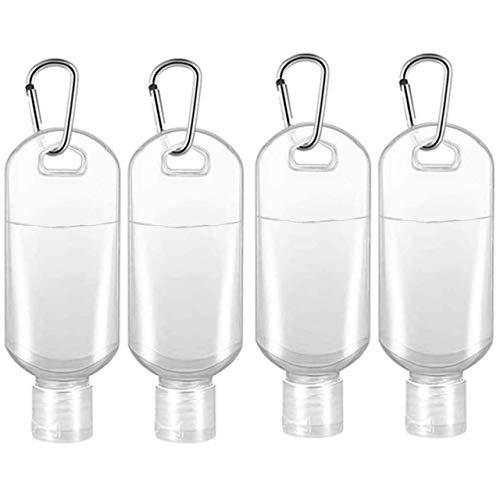 Botella desinfectante de manos con clip, 4 botellas recargables de 50 ml