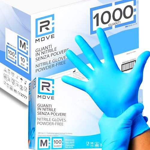 RMOVE 1000 guantes de nitrilo azul M sin polvo, sin látex